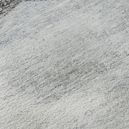 5' X 8' Sky Blue Gray And Silver Geometric Washable Area Rug With UV Protection