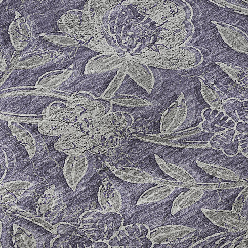 5' X 8' Eggplant And Gray Floral Washable Area Rug With UV Protection