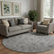 8' Gray And Charcoal Floral Washable Round Rug With UV Protection