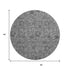 8' Gray And Charcoal Floral Washable Round Rug With UV Protection