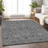 8' X 10' Gray And Charcoal Floral Washable Area Rug With UV Protection