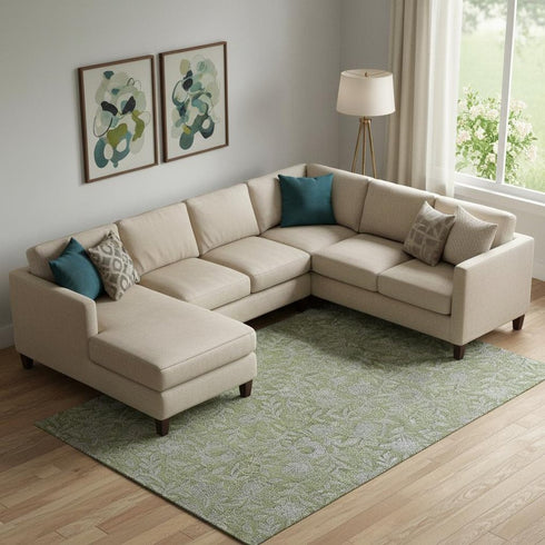 8' X 10' Olive Green And Gray Floral Washable Area Rug With UV Protection