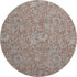 8' Terra Cotta And Gray Floral Washable Round Rug With UV Protection