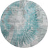 8' Teal Ivory And Gray Abstract Washable Round Rug With UV Protection