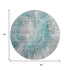 8' Teal Ivory And Gray Abstract Washable Round Rug With UV Protection