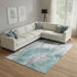 8' X 10' Teal Ivory And Gray Abstract Washable Area Rug With UV Protection