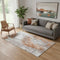 5' X 8' Terra Cotta Ivory And Gray Abstract Washable Area Rug With UV Protection