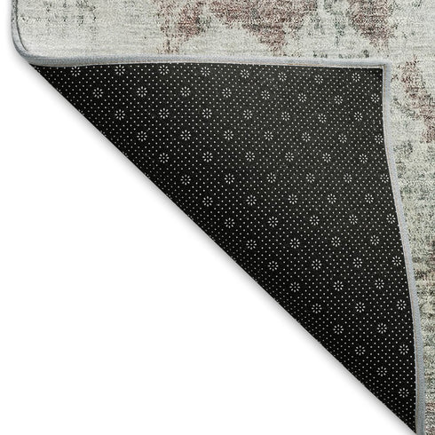 5' X 8' Terra Cotta Ivory And Gray Abstract Washable Area Rug With UV Protection