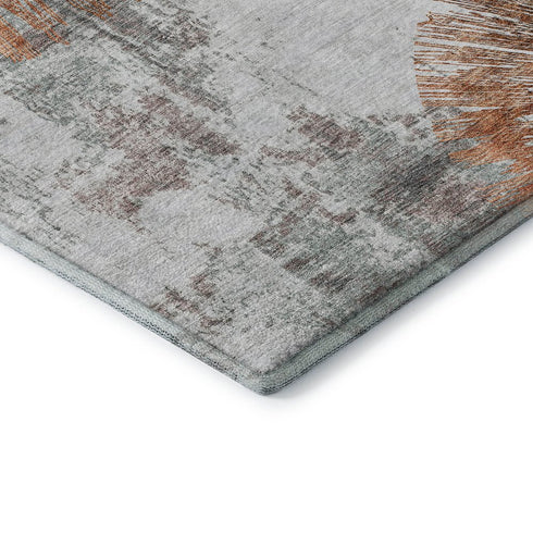 5' X 8' Terra Cotta Ivory And Gray Abstract Washable Area Rug With UV Protection