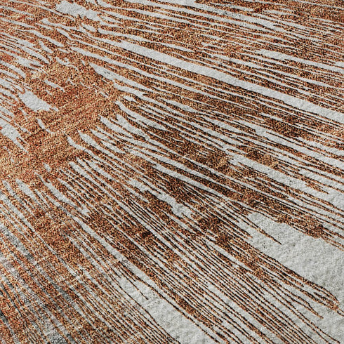 5' X 8' Terra Cotta Ivory And Gray Abstract Washable Area Rug With UV Protection