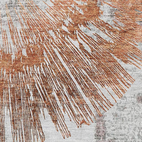 5' X 8' Terra Cotta Ivory And Gray Abstract Washable Area Rug With UV Protection