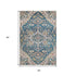 5' X 8' Blue Gold And Rust Floral Medallion Washable Area Rug With UV Protection