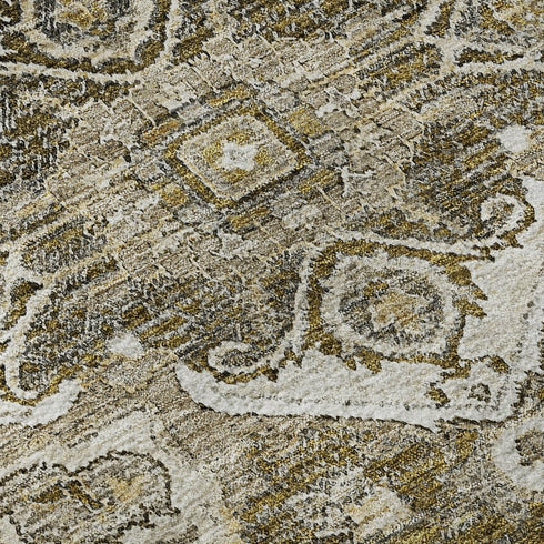 8' X 10' Brown Ivory And Taupe Floral Medallion Washable Area Rug With UV Protection