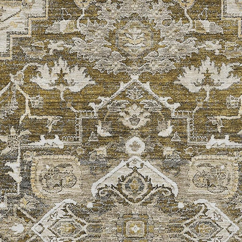 8' X 10' Brown Ivory And Taupe Floral Medallion Washable Area Rug With UV Protection