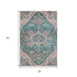 5' X 8' Emerald Beige And Teal Floral Medallion Washable Area Rug With UV Protection