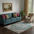 5' X 8' Emerald Beige And Teal Floral Medallion Washable Area Rug With UV Protection