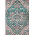 5' X 8' Emerald Beige And Teal Floral Medallion Washable Area Rug With UV Protection