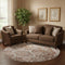 8' Terra Cotta Beige And Gray Floral Medallion Washable Round Rug With UV Protection