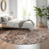 8' Terra Cotta Beige And Gray Floral Medallion Washable Round Rug With UV Protection