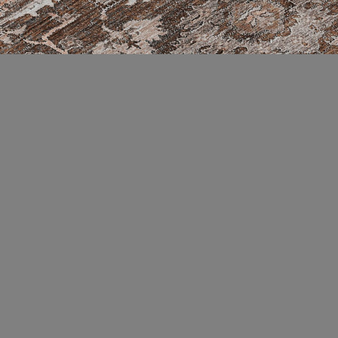 8' Terra Cotta Beige And Gray Floral Medallion Washable Round Rug With UV Protection