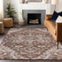 8' X 10' Terra Cotta Beige And Gray Floral Medallion Washable Area Rug With UV Protection