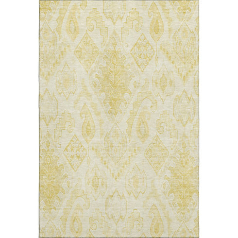 5' X 8' Gold And Ivory Moroccan Washable Area Rug With UV Protection