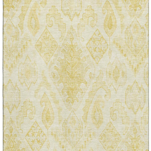 5' X 8' Gold And Ivory Moroccan Washable Area Rug With UV Protection