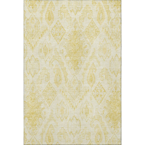 5' X 8' Gold And Ivory Moroccan Washable Area Rug With UV Protection
