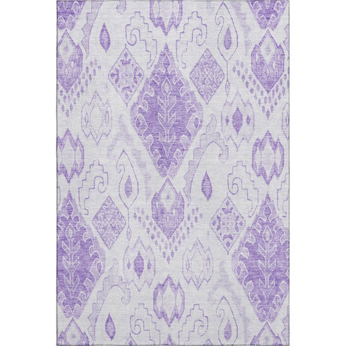 5' X 8' Purple And Ivory Moroccan Washable Area Rug With UV Protection