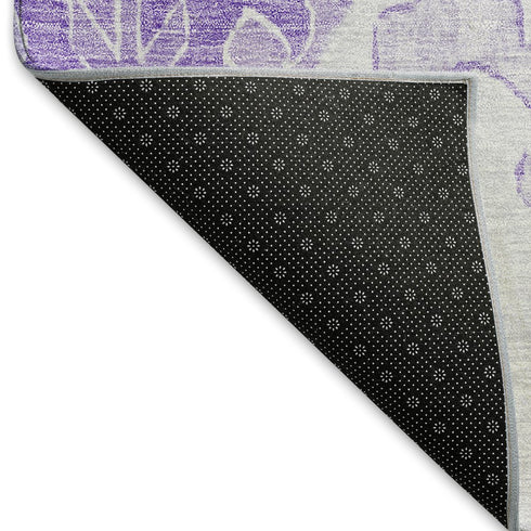 5' X 8' Purple And Ivory Moroccan Washable Area Rug With UV Protection