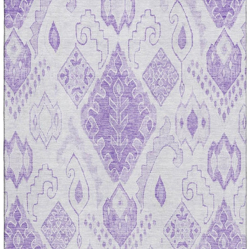 5' X 8' Purple And Ivory Moroccan Washable Area Rug With UV Protection