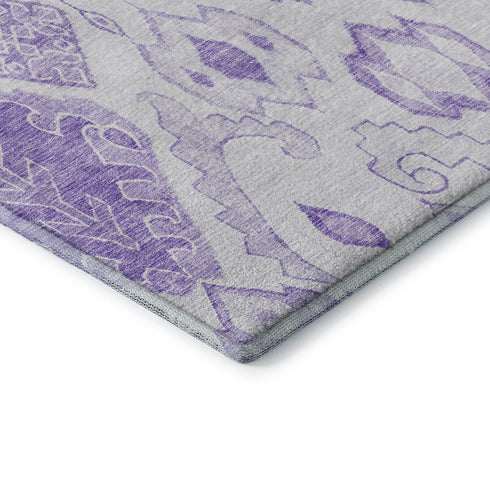 8' X 10' Purple And Ivory Moroccan Washable Area Rug With UV Protection