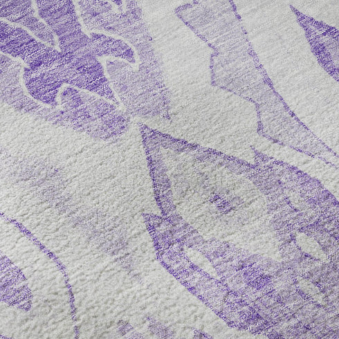 8' X 10' Purple And Ivory Moroccan Washable Area Rug With UV Protection