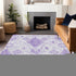 8' X 10' Purple And Ivory Moroccan Washable Area Rug With UV Protection