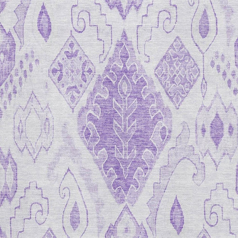8' X 10' Purple And Ivory Moroccan Washable Area Rug With UV Protection