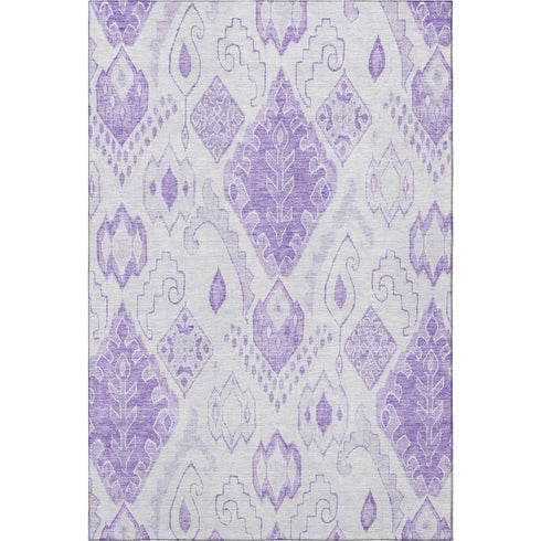 8' X 10' Purple And Ivory Moroccan Washable Area Rug With UV Protection