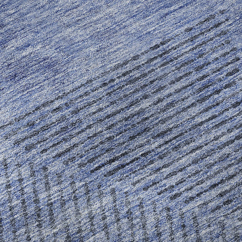 5' X 8' Blue And Gray Geometric Washable Area Rug With UV Protection