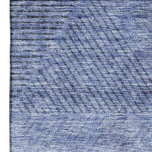 5' X 8' Blue And Gray Geometric Washable Area Rug With UV Protection