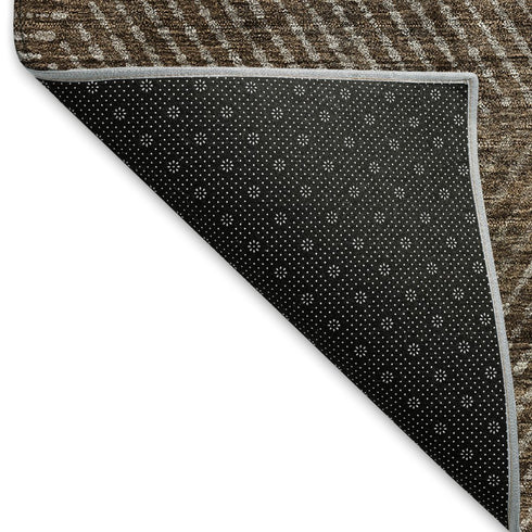 5' X 8' Brown And Taupe Geometric Washable Area Rug With UV Protection