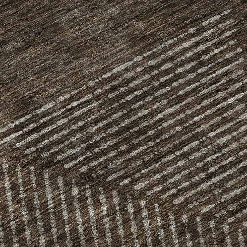 5' X 8' Brown And Taupe Geometric Washable Area Rug With UV Protection