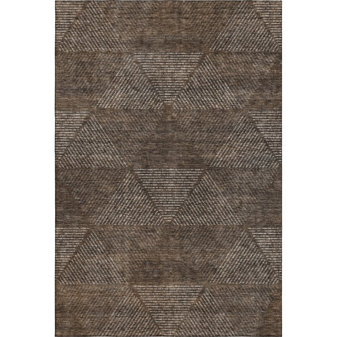 8' X 10' Brown And Taupe Geometric Washable Area Rug With UV Protection