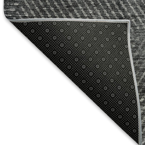 5' X 8' Charcoal And Silver Geometric Washable Area Rug With UV Protection