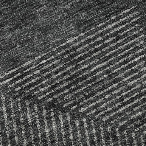5' X 8' Charcoal And Silver Geometric Washable Area Rug With UV Protection