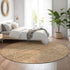 8' Copper And Brown Geometric Washable Round Rug With UV Protection