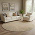 8' Copper And Brown Geometric Washable Round Rug With UV Protection
