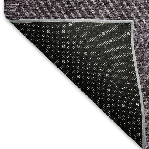 5' X 8' Eggplant And Gray Geometric Washable Area Rug With UV Protection