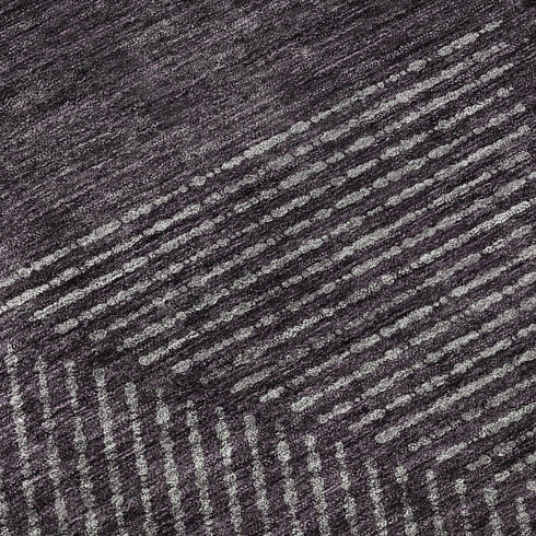 5' X 8' Eggplant And Gray Geometric Washable Area Rug With UV Protection