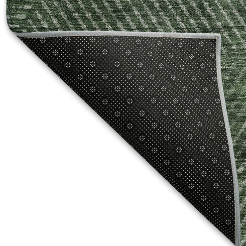 5' X 8' Fern Green And Emerald Geometric Washable Area Rug With UV Protection