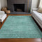 9' X 12' Teal And Gray Geometric Washable Area Rug With UV Protection