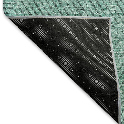 9' X 12' Teal And Gray Geometric Washable Area Rug With UV Protection